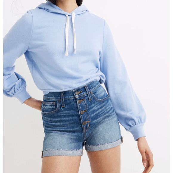 Madewell High-Rise Denim Shorts in Burke Wash: Button-Front Edition - Picture 1 of 3